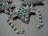 Snake Eyes Turquoise Vintage Native American Jewelry Navajo Sterling Silver Squash Blossom Necklace-Nativo Arts