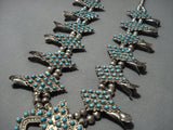 Snake Eyes Turquoise Vintage Native American Jewelry Navajo Sterling Silver Squash Blossom Necklace-Nativo Arts