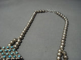Snake Eyes Turquoise Vintage Native American Jewelry Navajo Sterling Silver Squash Blossom Necklace-Nativo Arts
