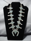 Snake Eyes Turquoise Vintage Native American Jewelry Navajo Sterling Silver Squash Blossom Necklace-Nativo Arts