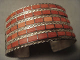 So Many Squared Corals Zuni Native American Jewelry Silver Bracelet-Nativo Arts