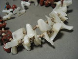 So Unique Vintage Santo Domingo Turquoise Coral Heishi Native American Jewelry Silver Necklace Earrings-Nativo Arts