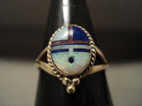 Solid 14k Gold Real Opal Coral Lapis Navajo Native American Jewelry jewelry Ring-Nativo Arts