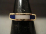 SOLID 14K GOLD VINTAGE NAVAJO ""FINEST LAPIS"" GOLD RING-Nativo Arts