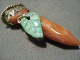 Solid 18k Gold Huge Coral Lime Green Turquoise Pendant-Nativo Arts