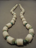 Some Of The Bigget Heishi Vintage Santo Domingo/ Navajo Native American Jewelry jewelry Green Turquoise Necklace-Nativo Arts