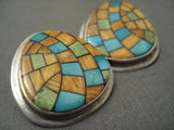 Some Of The Most Detailed Vintage Harry Morgan Turquoise Shell Earrings-Nativo Arts