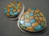 Some Of The Most Detailed Vintage Harry Morgan Turquoise Shell Earrings-Nativo Arts