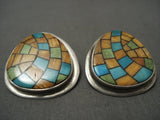 Some Of The Most Detailed Vintage Harry Morgan Turquoise Shell Earrings-Nativo Arts