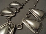 Spacious 'Micro Geomtrics' Repoussed Native American Jewelry Silver Vintage Navajo Necklace-Nativo Arts