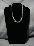 Spectacular Vintage Native American Navajo Green Turquoise Disc Sterling Silver Necklace-Nativo Arts