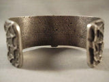 SPIDERWEB THEME ""STONE AND CUFF"" VINTAGE SILVER BRACELET OLD-Nativo Arts