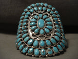 Sprawling Vintage Navajo Deep Blue Turquoise Vintage Navajo Native American Jewelry Silver Bracelet-Nativo Arts