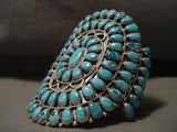 Sprawling Vintage Navajo Deep Blue Turquoise Vintage Navajo Native American Jewelry Silver Bracelet-Nativo Arts
