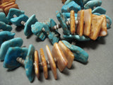 Striking Big Big Vintage Navajo 'Super Long Cone' Turquoise Native American Jewelry Silver Necklace Old-Nativo Arts