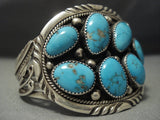 Striking Blue Gem Turquoise Vintage Navajo Sterling Native American Jewelry Silver Bracelet Old-Nativo Arts