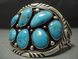 Striking Blue Gem Turquoise Vintage Navajo Sterling Native American Jewelry Silver Bracelet Old-Nativo Arts