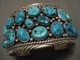 Striking Nastacio Vintage Navajo Turquoise Native American Jewelry Silver Bracelet-Nativo Arts