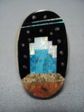 Striking Native American Jewelry Navajo Sterlingsilver Deep Space Kachina Turquoise Sterling Silver Ring-Nativo Arts