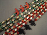 Striking Navajo Turquoise Coral Heishi Sterling Native American Jewelry Silver Necklace-Nativo Arts