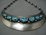 Striking Vintage Hopi Sterling Silver Turquoise Necklace Old Native American Jewelry-Nativo Arts