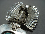 Striking Vintage Native American Jewelry Navajo Green Turquoise Sterling Silver Pendant Pin Old-Nativo Arts