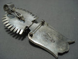 Striking Vintage Native American Jewelry Navajo Green Turquoise Sterling Silver Pendant Pin Old-Nativo Arts
