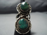 Striking Vintage Native American Jewelry Navajo Sterling Silver Cerrillos Turquoise Ring Old-Nativo Arts