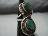 Striking Vintage Native American Jewelry Navajo Sterling Silver Cerrillos Turquoise Ring Old-Nativo Arts