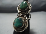 Striking Vintage Native American Jewelry Navajo Sterling Silver Cerrillos Turquoise Ring Old-Nativo Arts