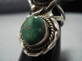 Striking Vintage Native American Jewelry Navajo Sterling Silver Cerrillos Turquoise Ring Old-Nativo Arts