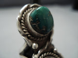 Striking Vintage Native American Jewelry Navajo Sterling Silver Cerrillos Turquoise Ring Old-Nativo Arts