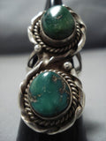 Striking Vintage Native American Jewelry Navajo Sterling Silver Cerrillos Turquoise Ring Old-Nativo Arts