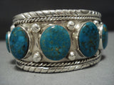 Striking Vintage Native American Jewelry Navajo Tom David Sterling Silver Turquoise Bracelet Old-Nativo Arts