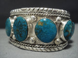 Striking Vintage Native American Jewelry Navajo Tom David Sterling Silver Turquoise Bracelet Old-Nativo Arts