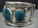 Striking Vintage Native American Jewelry Navajo Tom David Sterling Silver Turquoise Bracelet Old-Nativo Arts