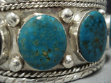 Striking Vintage Native American Jewelry Navajo Tom David Sterling Silver Turquoise Bracelet Old-Nativo Arts