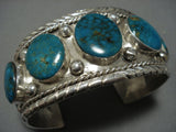Striking Vintage Native American Jewelry Navajo Tom David Sterling Silver Turquoise Bracelet Old-Nativo Arts