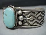 Striking Vintage Native American Jewelry Navajo Turquoise Jack Adakai Sterling Silver Bracelet-Nativo Arts