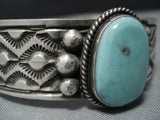 Striking Vintage Native American Jewelry Navajo Turquoise Jack Adakai Sterling Silver Bracelet-Nativo Arts