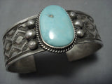 Striking Vintage Native American Jewelry Navajo Turquoise Jack Adakai Sterling Silver Bracelet-Nativo Arts