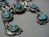 Striking Vintage Native American Jewelry Navajo Turquoise Sterling Silver Squash Blossom Necklace-Nativo Arts