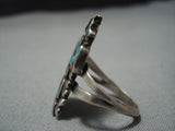 Striking Vintage Native American Jewelry Zuni Sterling Silver Kachina Turquoise Ring Old-Nativo Arts