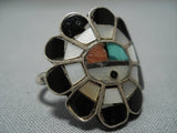 Striking Vintage Native American Jewelry Zuni Turquoise Sterling Silver Feather Ring Old-Nativo Arts