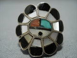 Striking Vintage Native American Jewelry Zuni Turquoise Sterling Silver Feather Ring Old-Nativo Arts