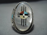 Striking Vintage Native American Jewelry Zuni Turquoise Sunface Sterling Silver Ring Old-Nativo Arts