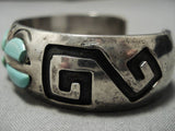 Striking Vintage Native American Navajo Duel Technique Turquoise Sterling Silver Bracelet Old-Nativo Arts
