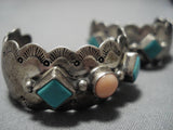 Striking Vintage Native American Navajo Half Moon Sterling Silver Turquoise Earrings Old-Nativo Arts