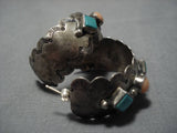 Striking Vintage Native American Navajo Half Moon Sterling Silver Turquoise Earrings Old-Nativo Arts