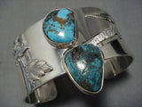 Striking Vintage Native American Navajo Rare Turquoise Sterling Silver Bracelet Old-Nativo Arts